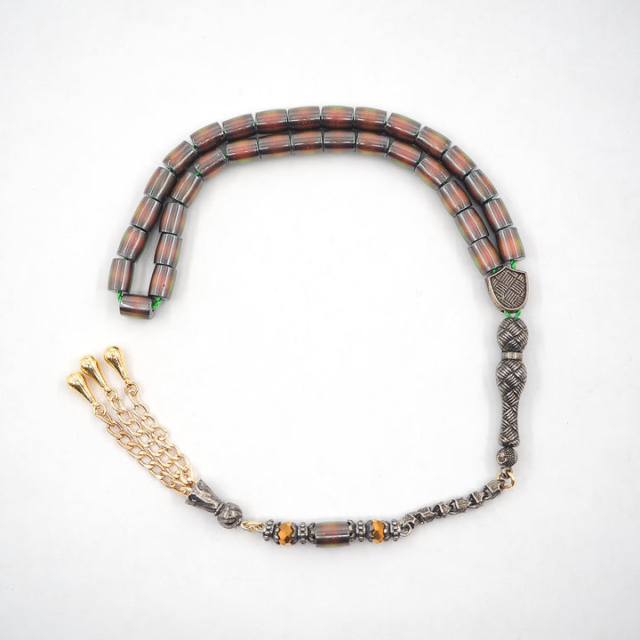 Premium Color-Changing Natural Stone Tasbeeh with Brass Tassel – WATD376