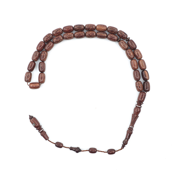 Premium Tamarind Wood Tasbeeh with Capsule Cut Beads &amp; Engraved Imam Bead – WATD397