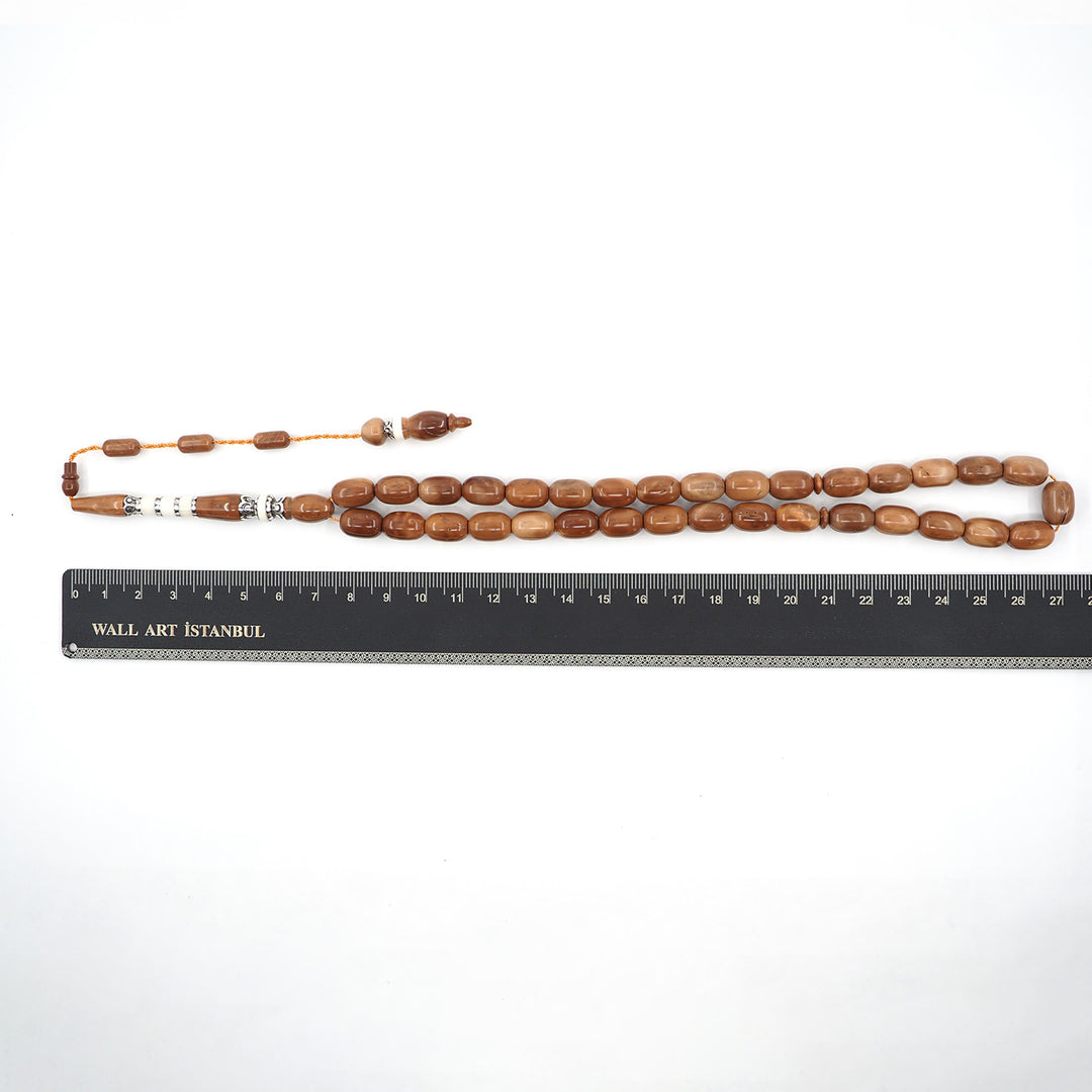 Premium Kuka Wood Tasbeeh with Capsule Cut Beads &amp; Silver-Engraved Imam Bead – WATD400