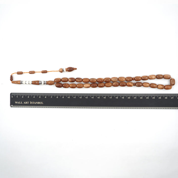Premium Kuka Wood Tasbeeh with Capsule Cut Beads &amp; Silver-Engraved Imam Bead – WATD400