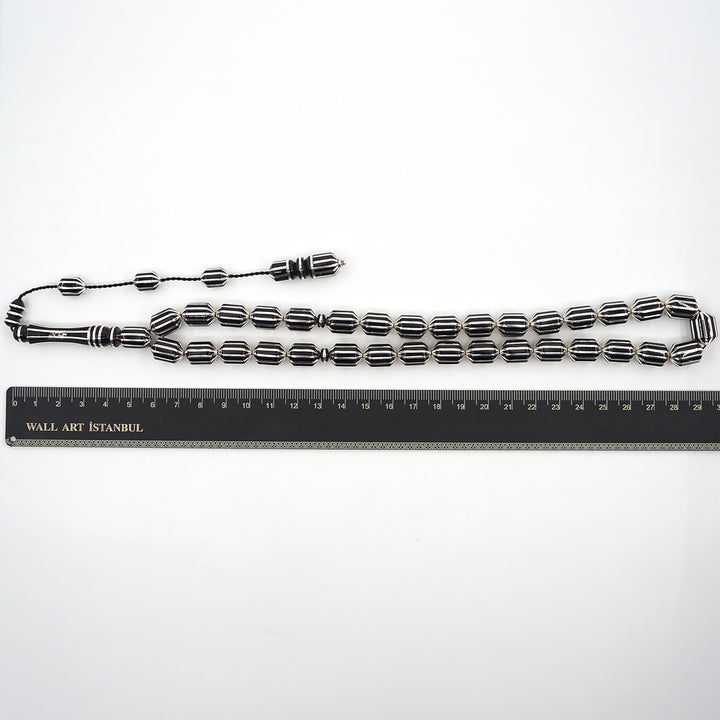Premium Capsule Cut Tasbeeh with 12 Split Silver Inlays – WATD405