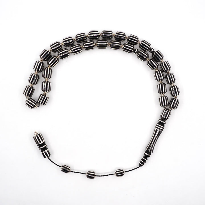 Premium Capsule Cut Tasbeeh with 12 Split Silver Inlays – WATD405