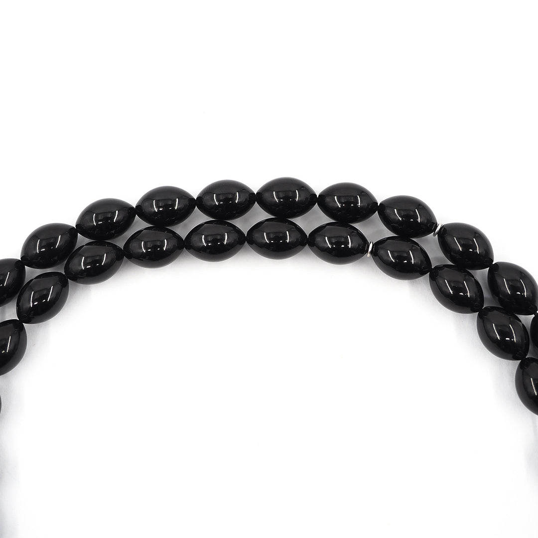 Premium Oltu Stone Tasbeeh Featuring Oval Cut Beads &amp; Silver-Engraved Tassel – WATD407