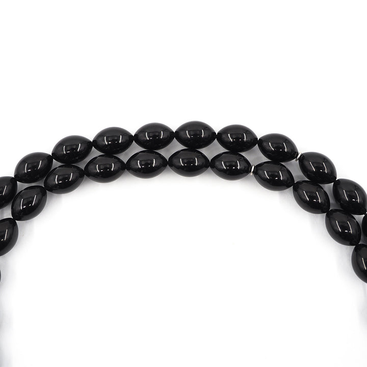 Premium Oltu Stone Tasbeeh Featuring Oval Cut Beads &amp; Silver-Engraved Tassel – WATD407