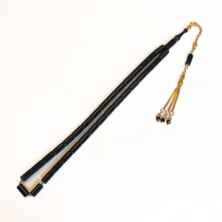 Mastercrafted Capsule Gold-Plated Cut German Bakelite Prayer Beads with Silver Tassel – WATD414