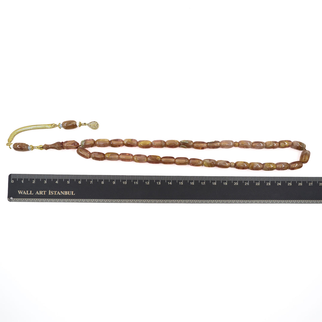 Capsule-Cut Countersunk-Drilled Catalin Tasbeeh with Silver Imam Bead – WATD418