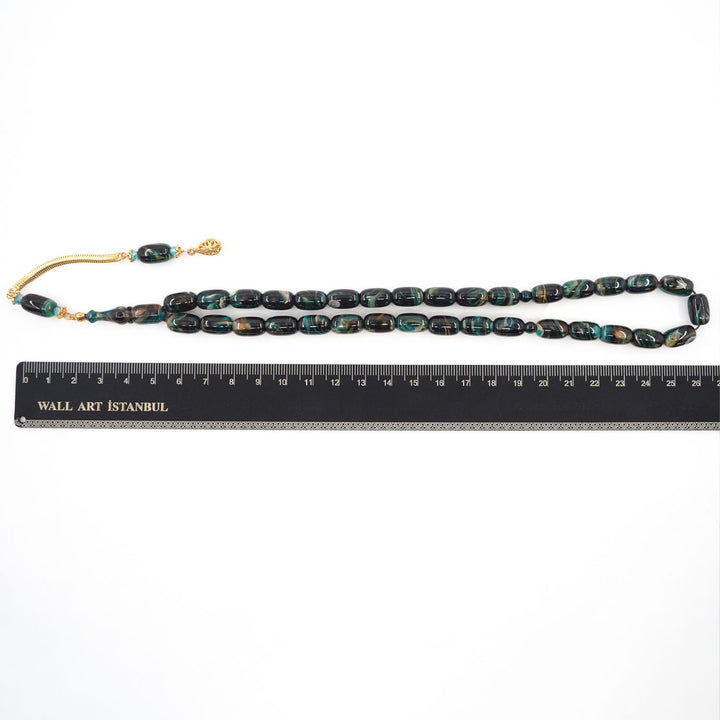 Capsule-Cut Countersunk-Drilled Catalin Tasbeeh with Silver Imam Bead – WATD421