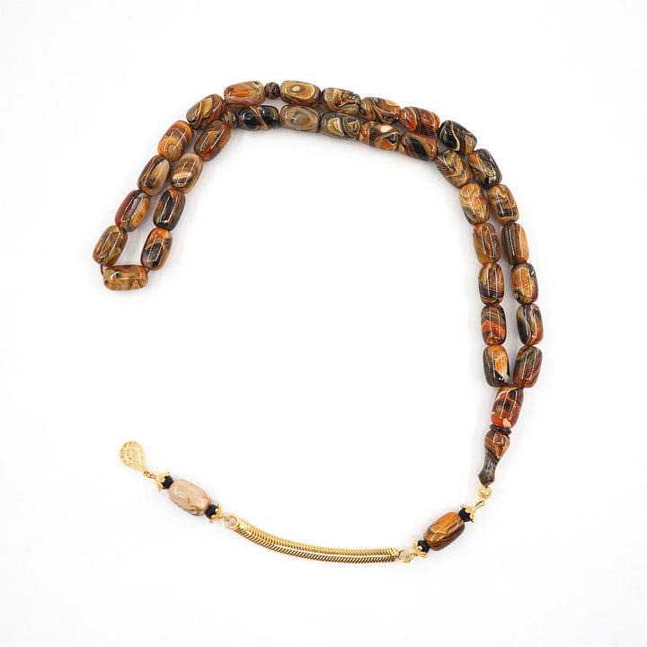 Capsule-Cut Countersunk-Drilled Catalin Tasbeeh with Silver Imam Bead – WATD424