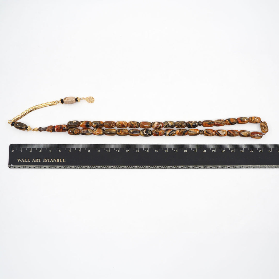 Capsule-Cut Countersunk-Drilled Catalin Tasbeeh with Silver Imam Bead – WATD424