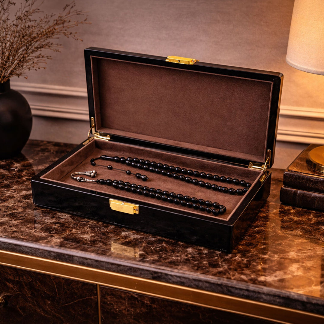 Select Series Anthracite Pattern Wooden Tasbeeh Box - WATD438