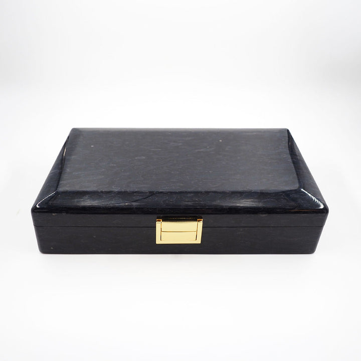 Select Series Navy Pattern Wooden Tasbeeh Box - WATD441