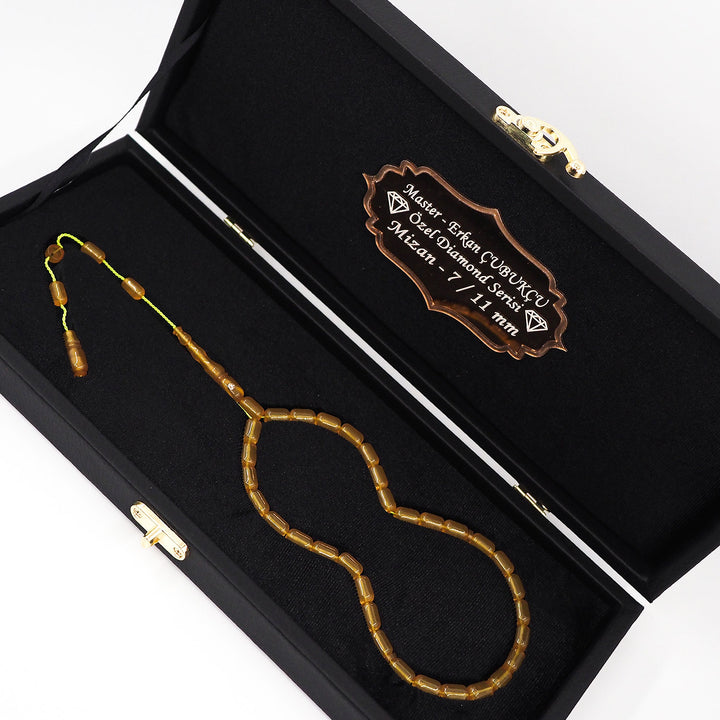 Mastercrafted Diamond-Detailed Yellow Pressed Amber Tasbeeh (Special Box) – WATD450