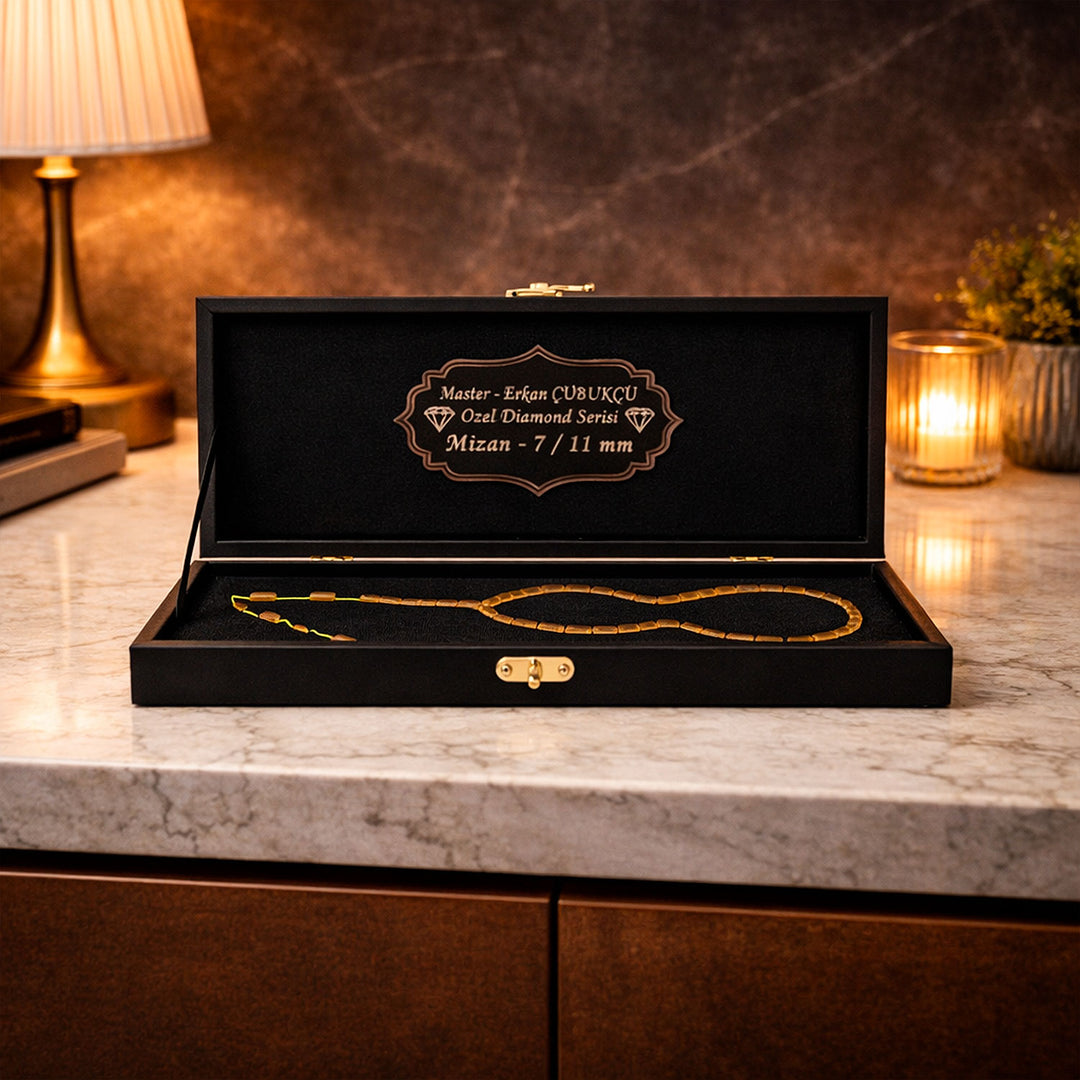 Mastercrafted Diamond-Detailed Yellow Pressed Amber Tasbeeh (Special Box) – WATD450