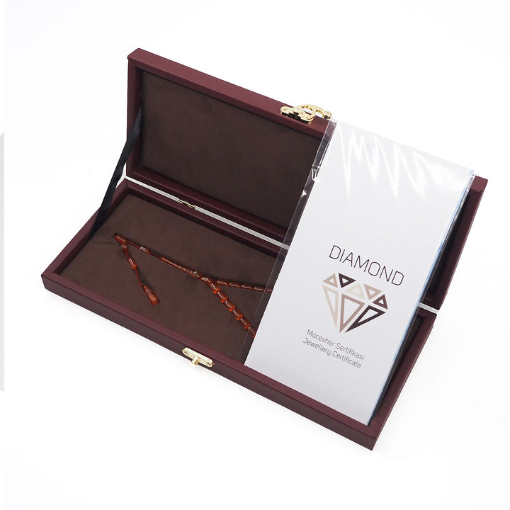Mastercrafted Diamond-Detailed Orange Pressed Amber Tasbeeh (Special Box) – WATD451