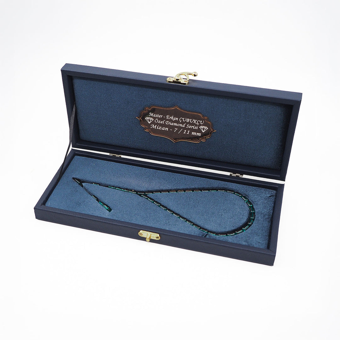Mastercrafted Diamond-Detailed Green Pressed Amber Tasbeeh (Special Box) – WATD452