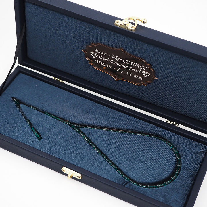 Mastercrafted Diamond-Detailed Green Pressed Amber Tasbeeh (Special Box) – WATD452