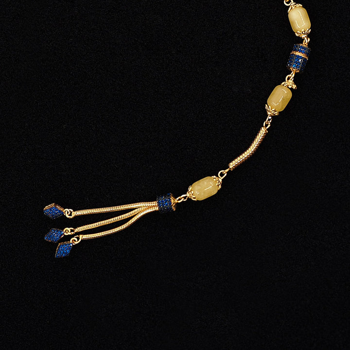 Premium Natural Baltic Amber Capsule Cut Silver Tassel Tasbeeh - WATD464