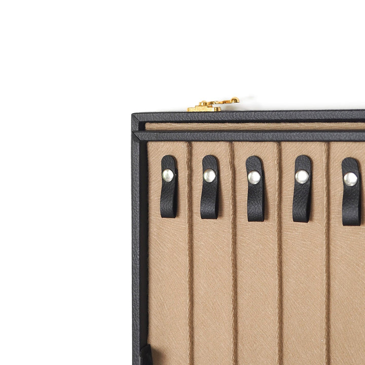 Exclusive Black Leather-Covered Wooden Tasbeeh Case (For up to 21 Tasbeehs) - WATD505