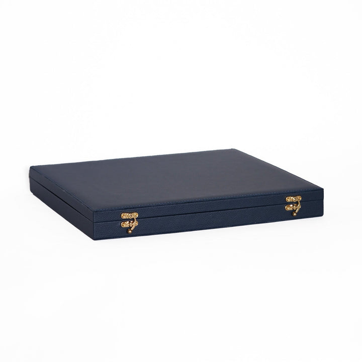 Exclusive Navy Blue Leather-Covered Wooden Tasbeeh Case (For up to 11 Tasbeehs) - WATD507