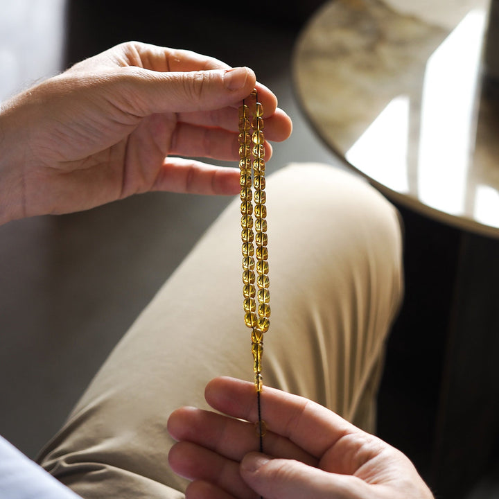 Mastercrafted Natural Amber Capsule Cut Tasbeeh – WATD512