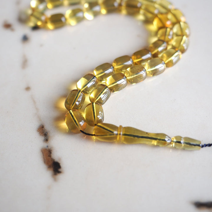 Mastercrafted Natural Amber Capsule Cut Tasbeeh – WATD512