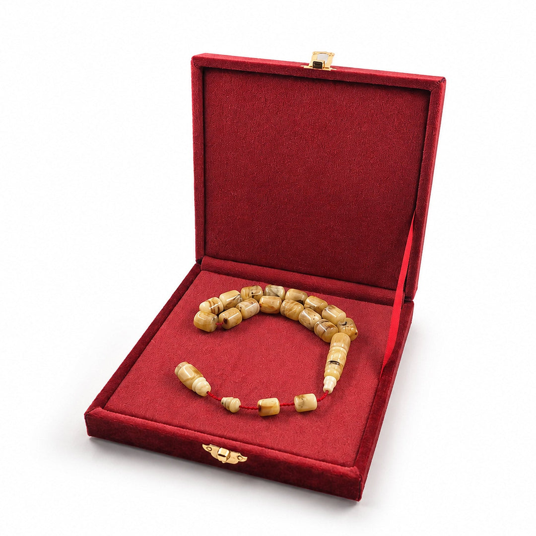 Mascot Size Capsule Cut Natural Amber Tasbeeh with Premium Gift Box – WATD526