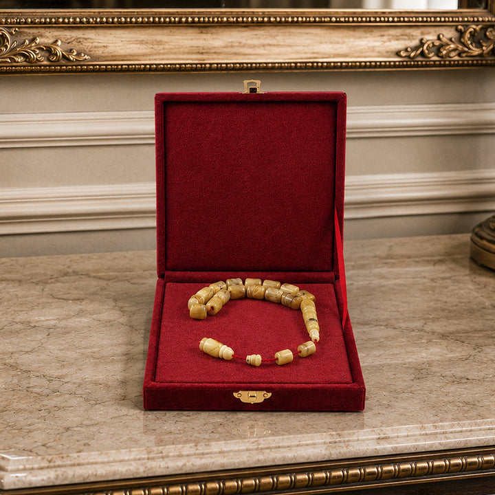 Mascot Size Capsule Cut Natural Amber Tasbeeh with Premium Gift Box – WATD526