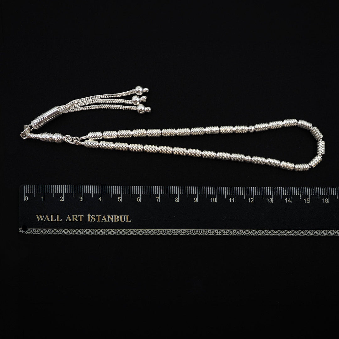 Mastercrafted Fine Detailed Silver Tasbeeh with Silver Tassel – WATD530