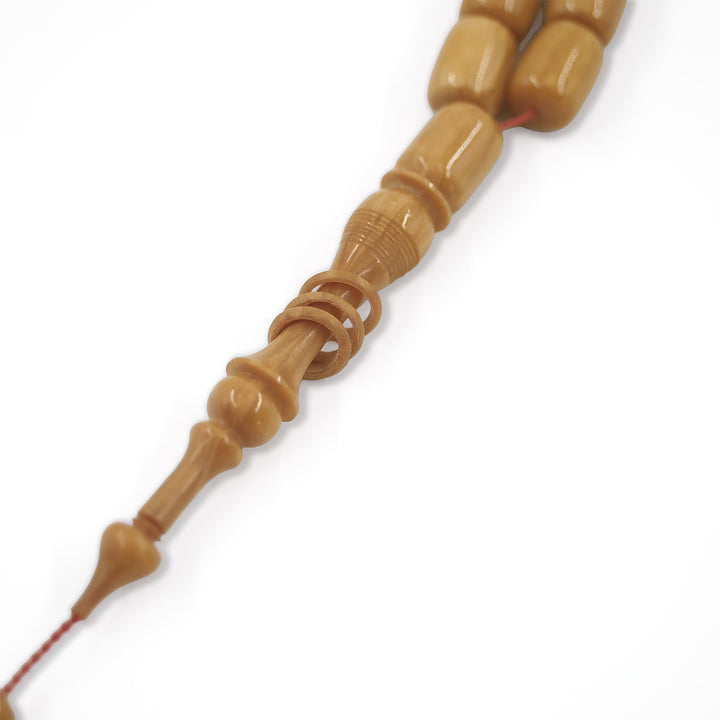 Ringed Imame Pointed Capsule Cut Pressed Amber Tasbeeh – WATD570
