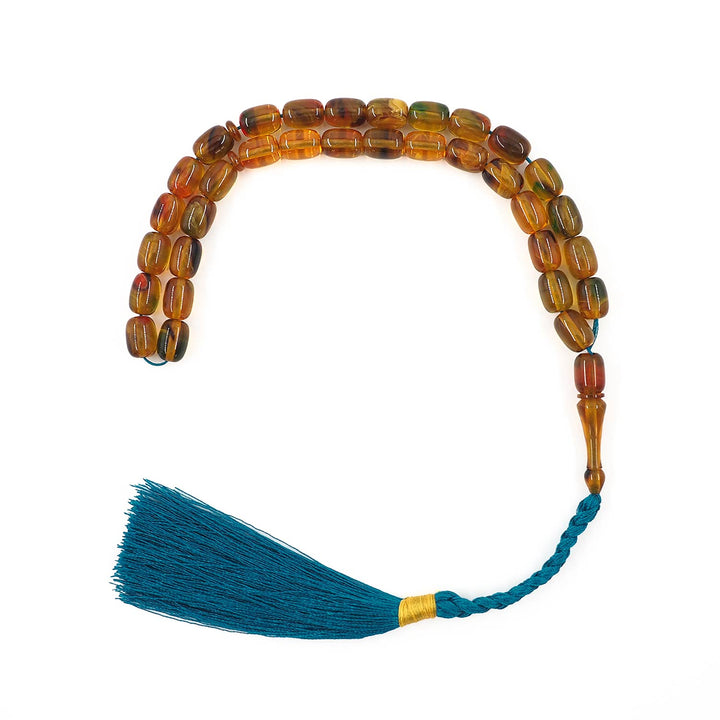 Capsule-Cut Pressed Amber Tasbeeh – WATD596