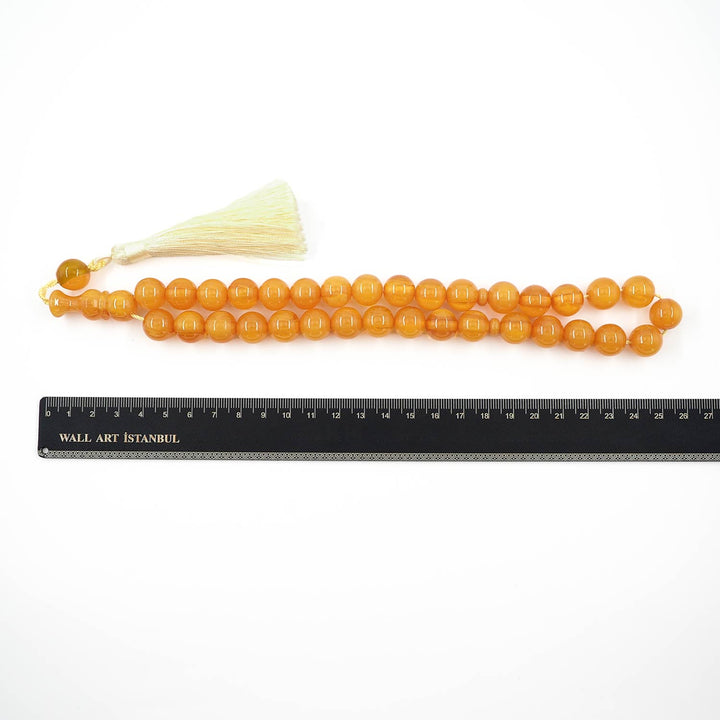 Ottoman Style Sphere Cut Pressed Amber Tasbeeh - WATD617