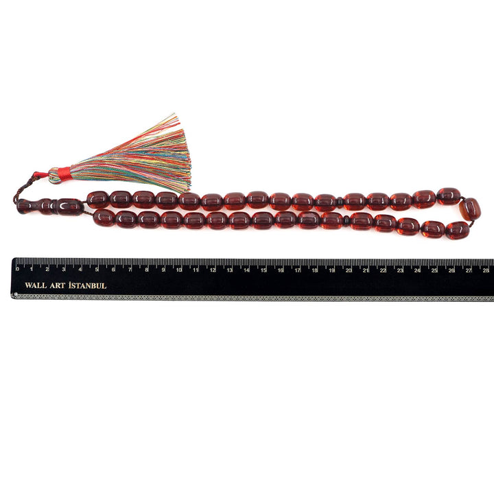 Ottoman Style Capsule Cut Fire Amber Tasbeeh - WATD624