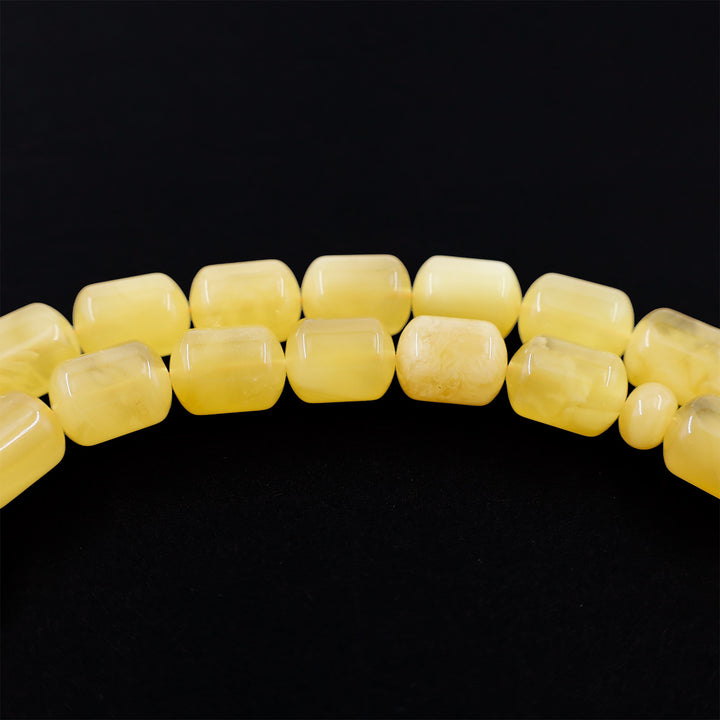 Premium Natural Baltic Amber Capsule Cut Silver Tassel Tasbeeh - WATD679