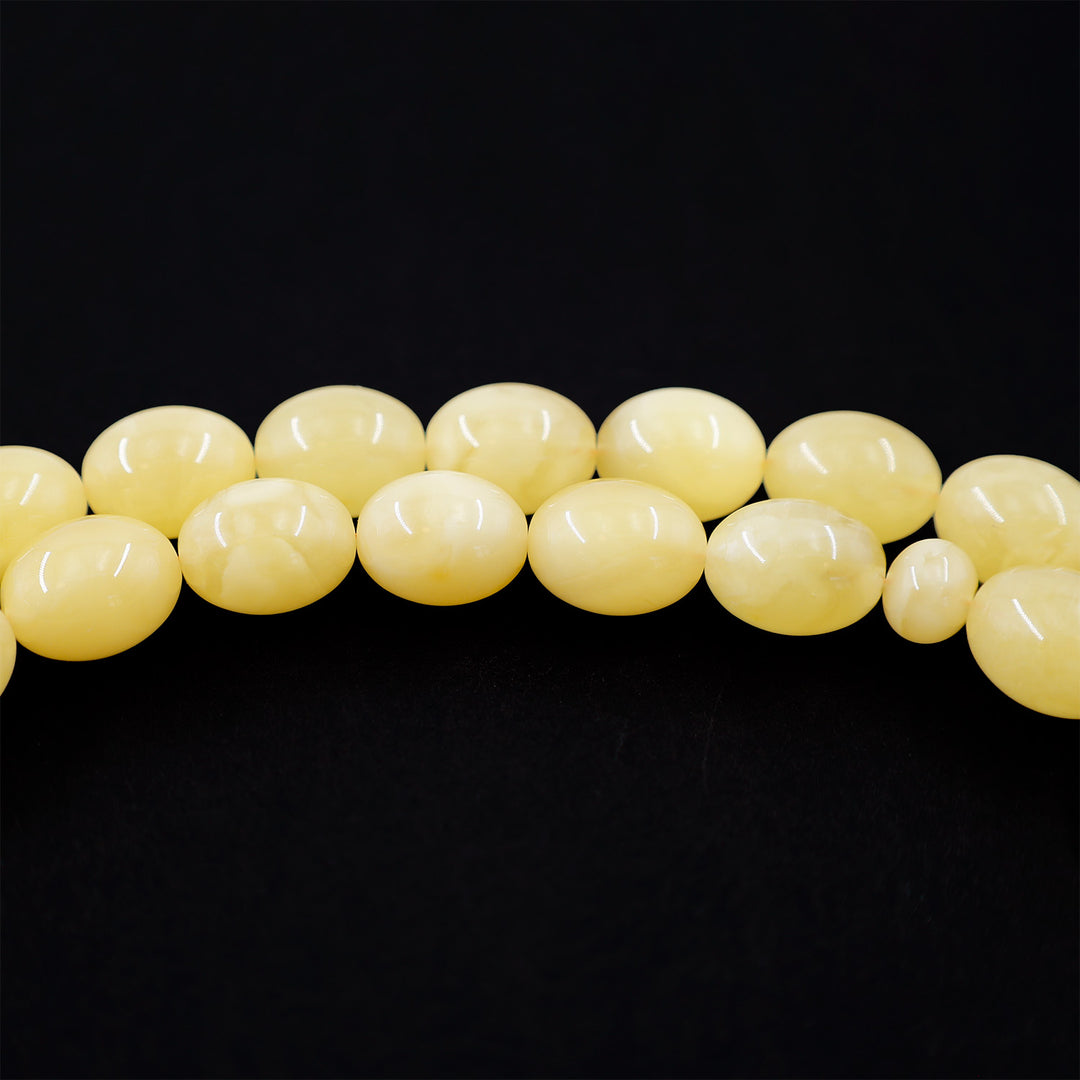 Premium Natural Baltic Amber Capsule Cut Silver Tassel Tasbeeh - WATD680