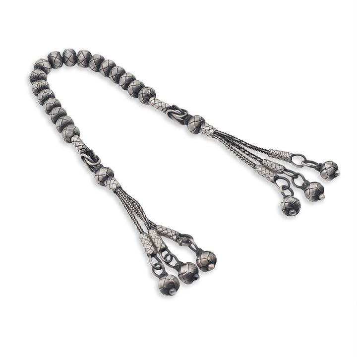 Handwoven 1000-Fineness Silver Zaza-Style Kazaziye Tasbeeh – WATD701