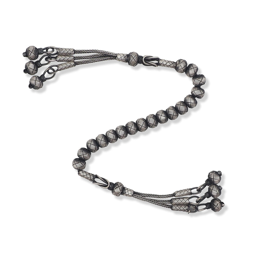 Handwoven 1000-Fineness Silver Zaza-Style Kazaziye Tasbeeh – WATD701