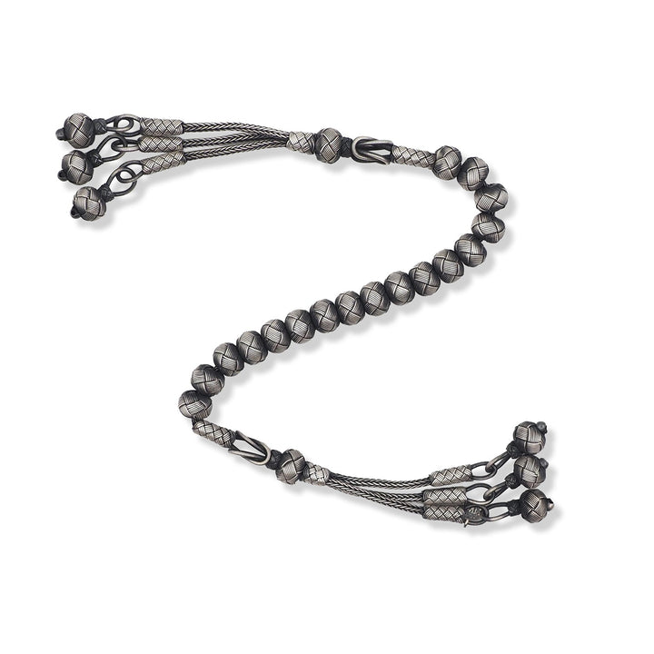 Handwoven 1000-Fineness Silver Zaza-Style Kazaziye Tasbeeh – WATD701