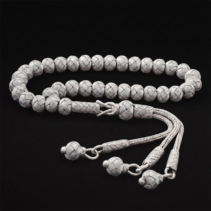 Handwoven 1000-Fineness Silver Kazaziye Tasbeeh – WATD703