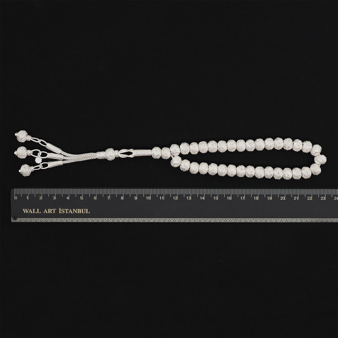 Handwoven 1000-Fineness Silver Kazaziye Tasbeeh – WATD703
