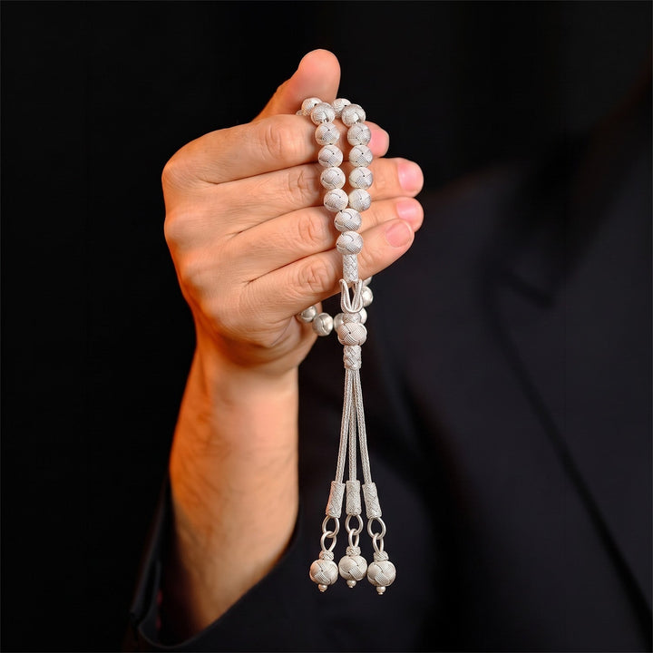 Handwoven 1000-Fineness Silver Kazaziye Tasbeeh – WATD703