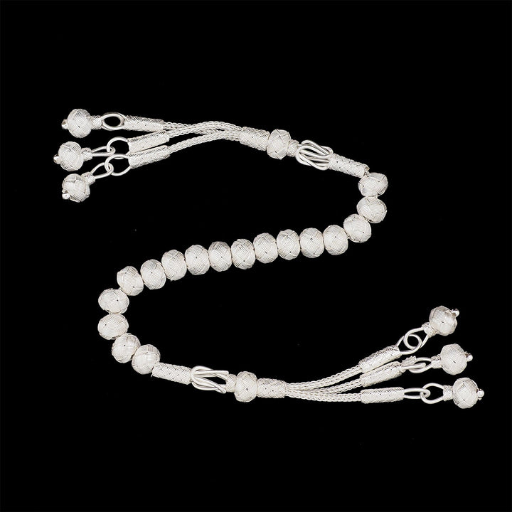 Handwoven 1000-Fineness Silver Zaza-Style Kazaziye Tasbeeh – WATD705