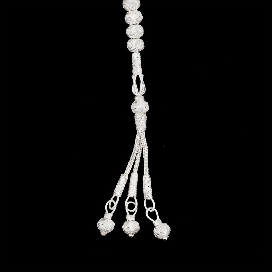 Handwoven 1000-Fineness Silver Zaza-Style Kazaziye Tasbeeh – WATD705
