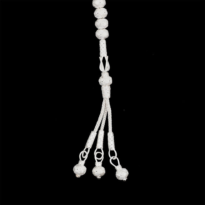 Handwoven 1000-Fineness Silver Zaza-Style Kazaziye Tasbeeh – WATD705