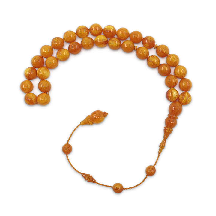 Special Spherical-Cut Pressed Amber Tasbeeh – WATD734