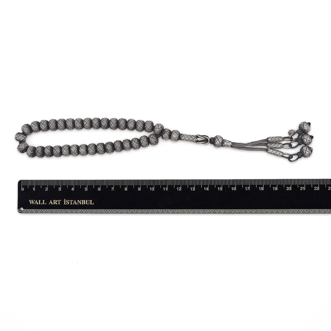 Handwoven 1000-Fineness Silver Kazaziye Tasbeeh – WATD747