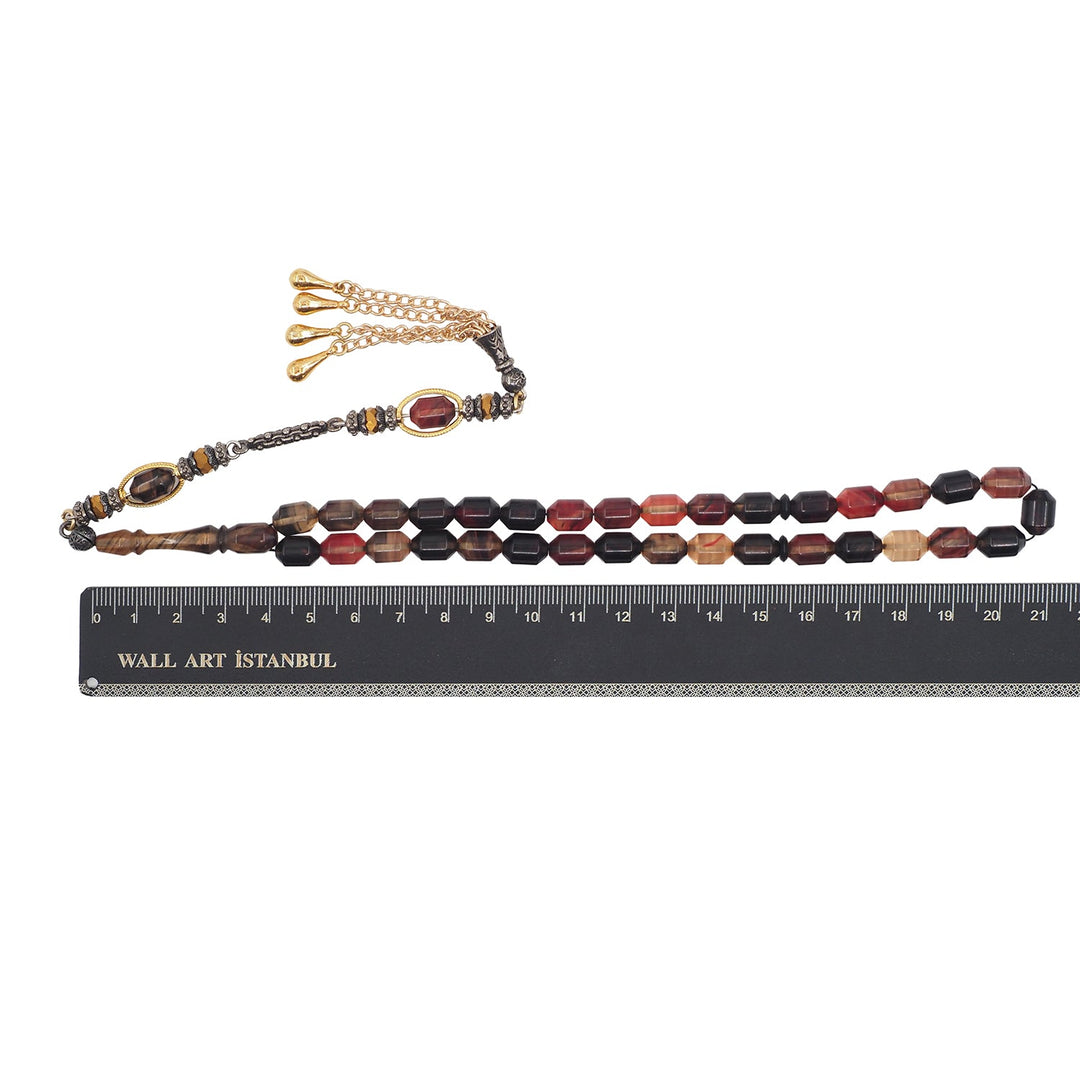 Expertly Handcrafted Multicolored Capsule-Cut Pressed Amber Tasbeeh with Alpaca Tassel – WATD757