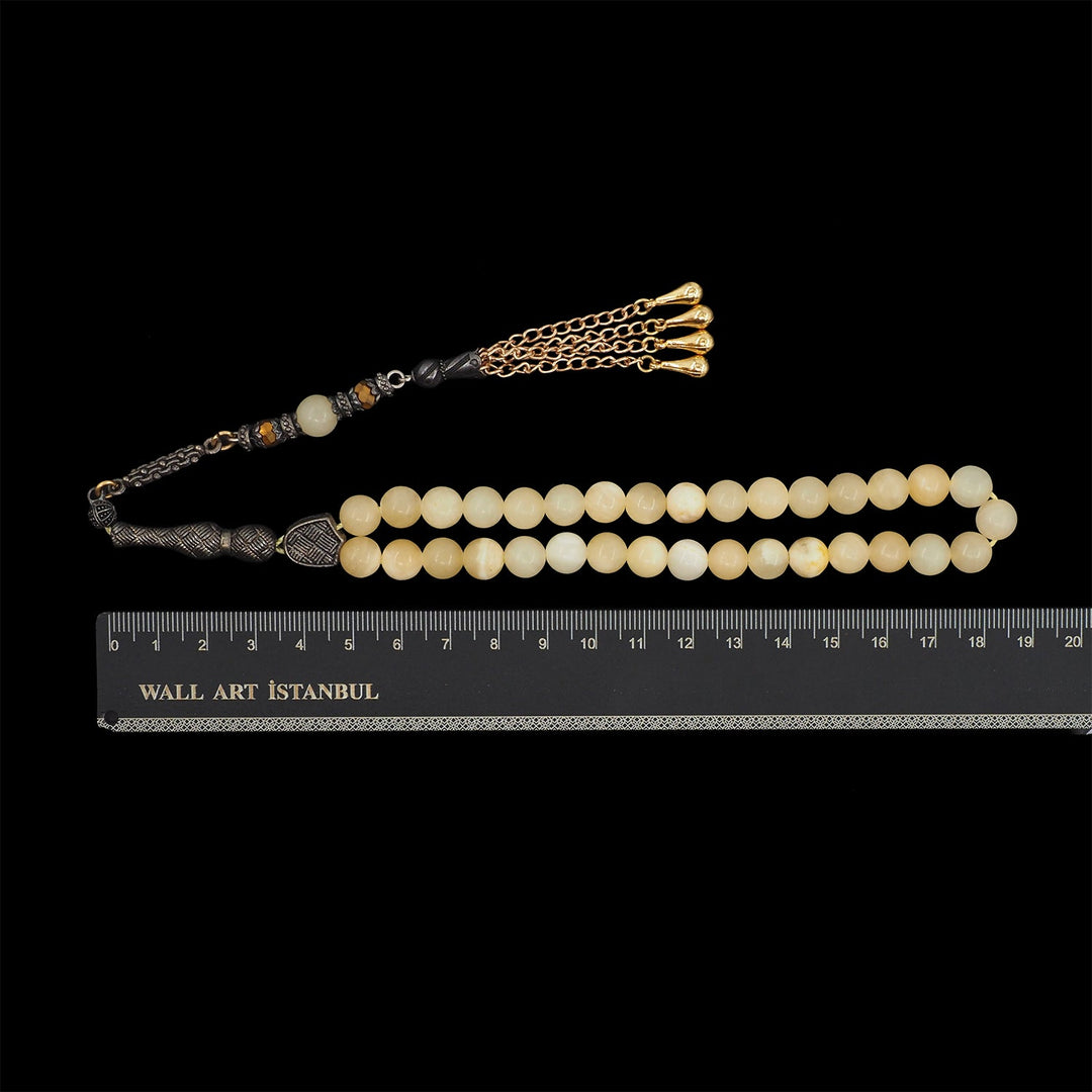 Natural Stone Drop-Style Tasbeeh with Alpaca Tassel – WATD763