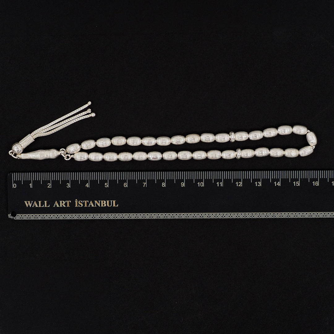 Oval-Cut 925 Sterling Silver Tasbeeh - WATD858