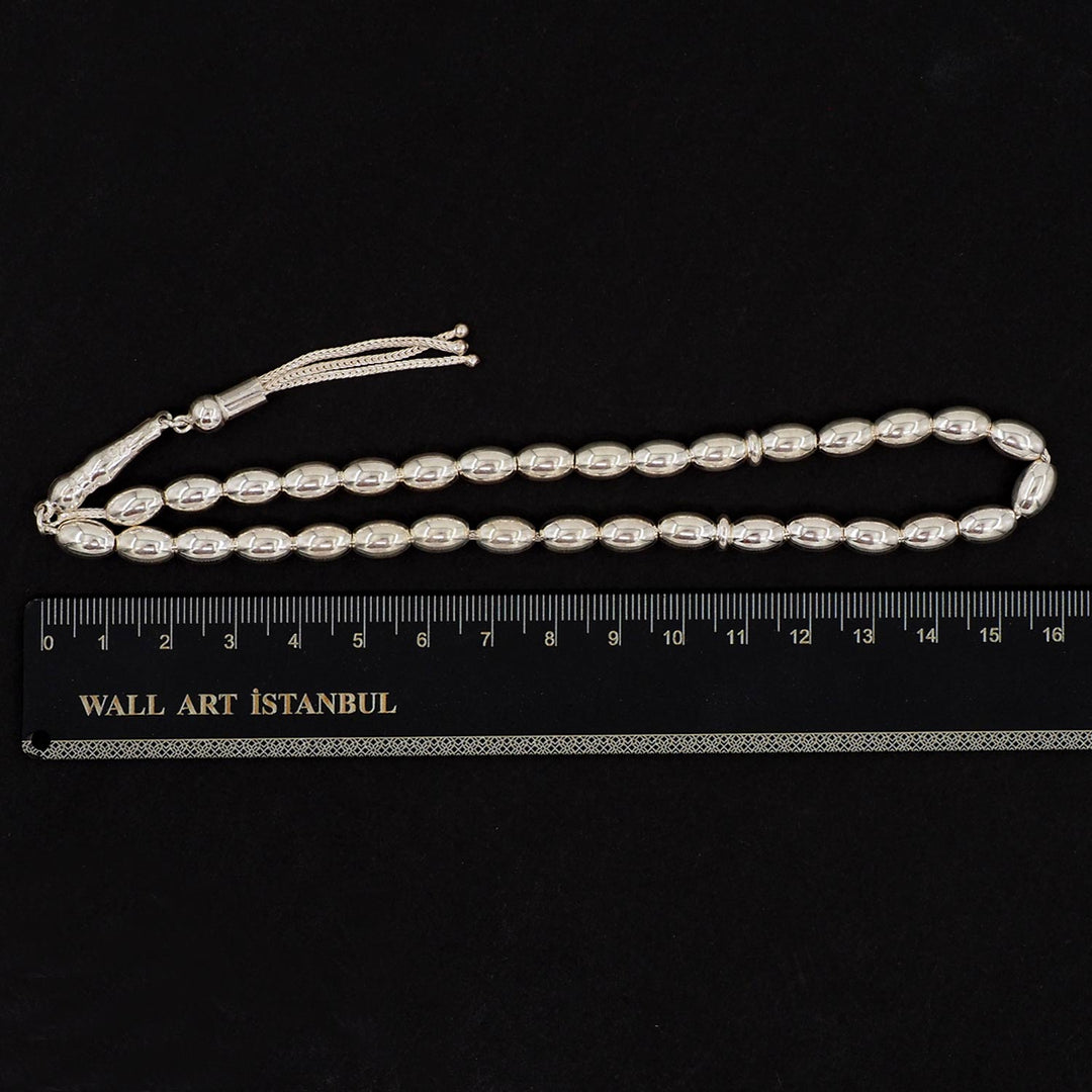 Oval-Cut 925 Sterling Silver Tasbeeh - WATD859