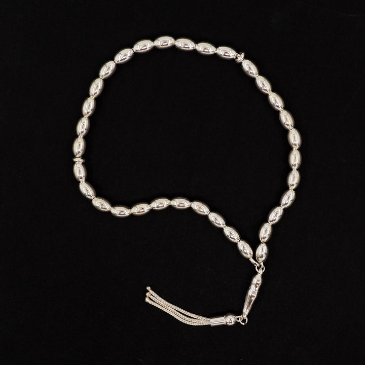Oval-Cut 925 Sterling Silver Tasbeeh - WATD859